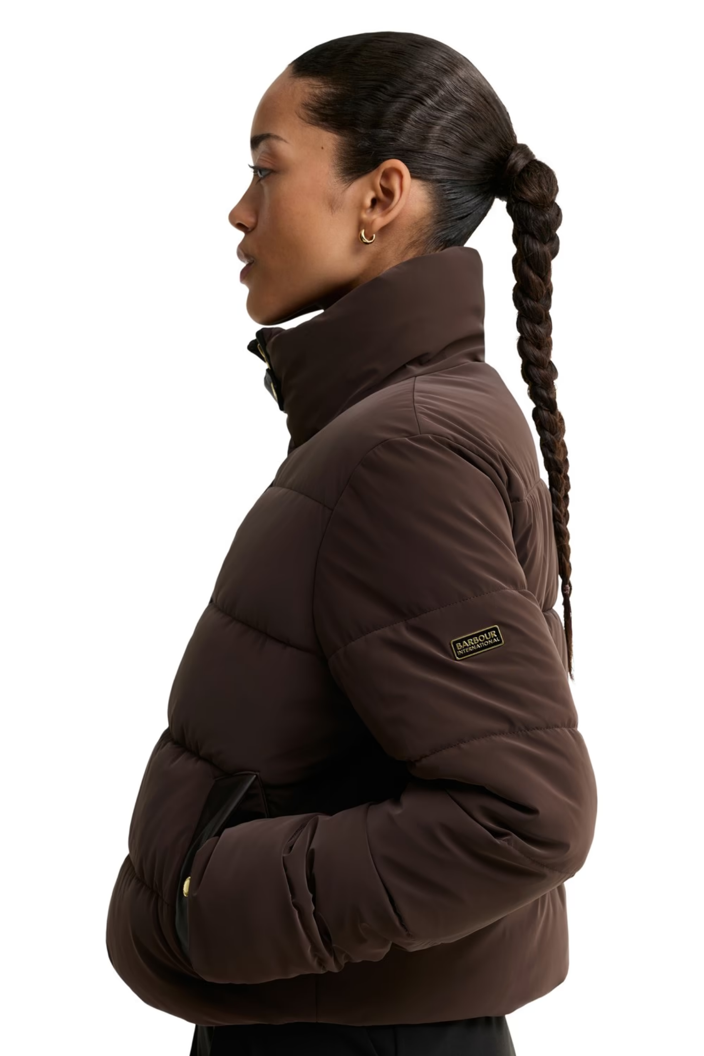 Barbour International Halina Faux Velvet Puffer Jacket Truffle LQU1918