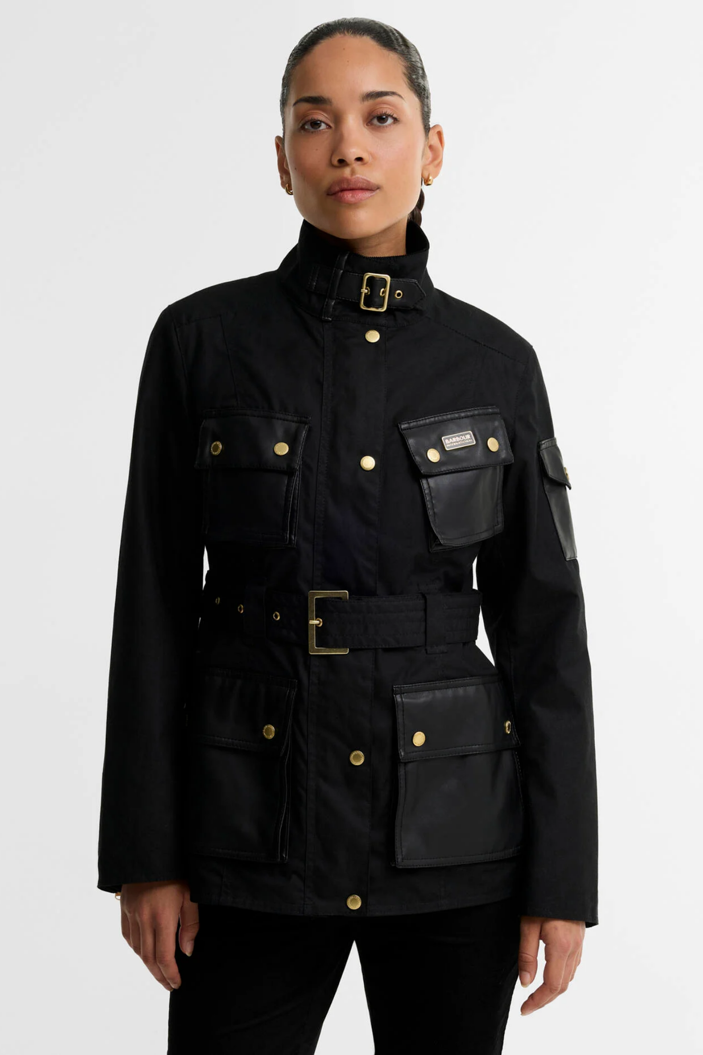 Barbour International International Heritage Wax Jacket Black/Northumberland Check LWX1556