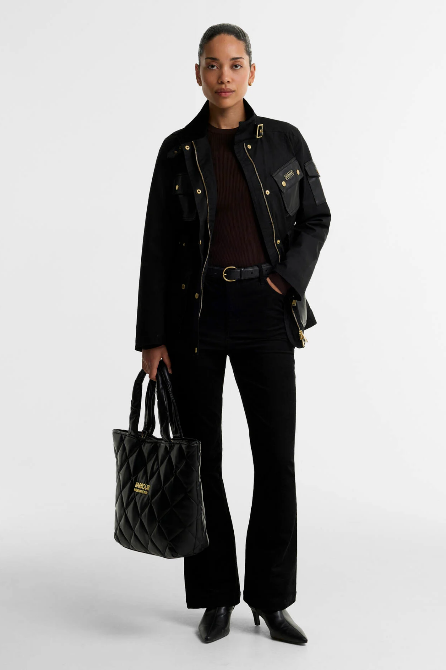 Barbour International International Heritage Wax Jacket Black/Northumberland Check LWX1556