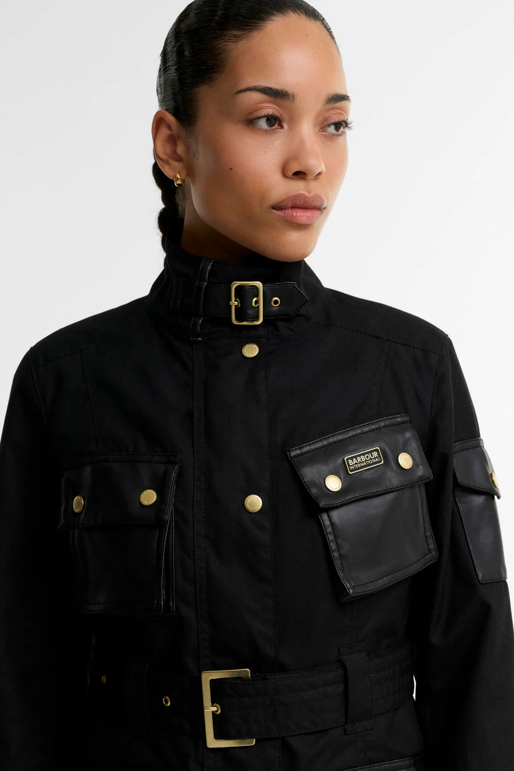 Barbour International International Heritage Wax Jacket Black/Northumberland Check LWX1556