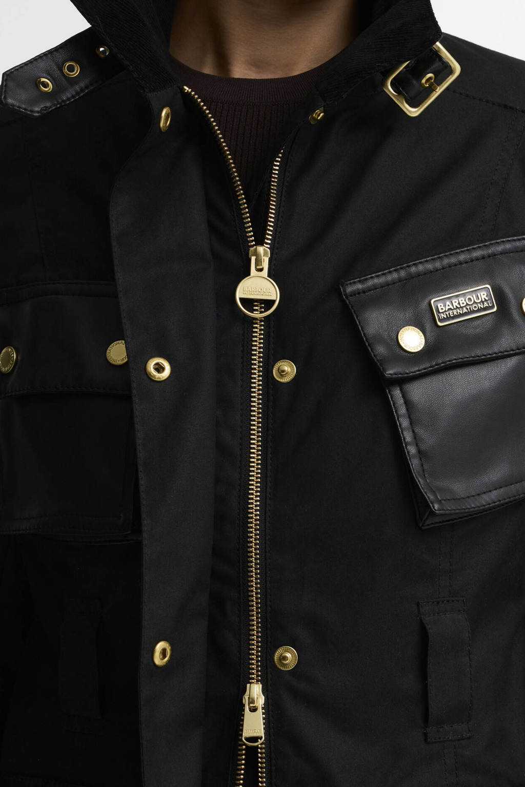 Barbour International International Heritage Wax Jacket Black/Northumberland Check LWX1556