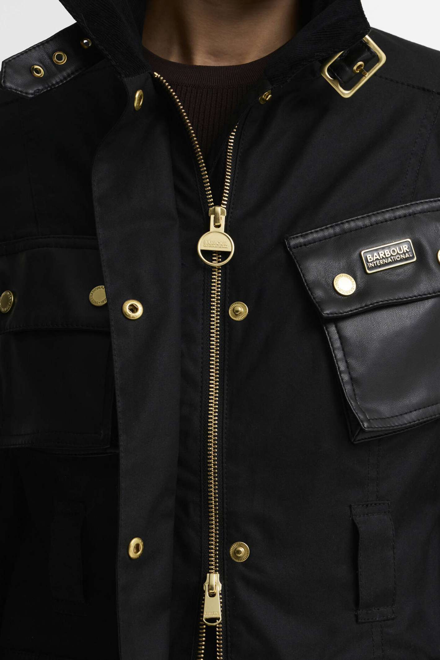 Barbour International International Heritage Wax Jacket Black/Northumberland Check LWX1556