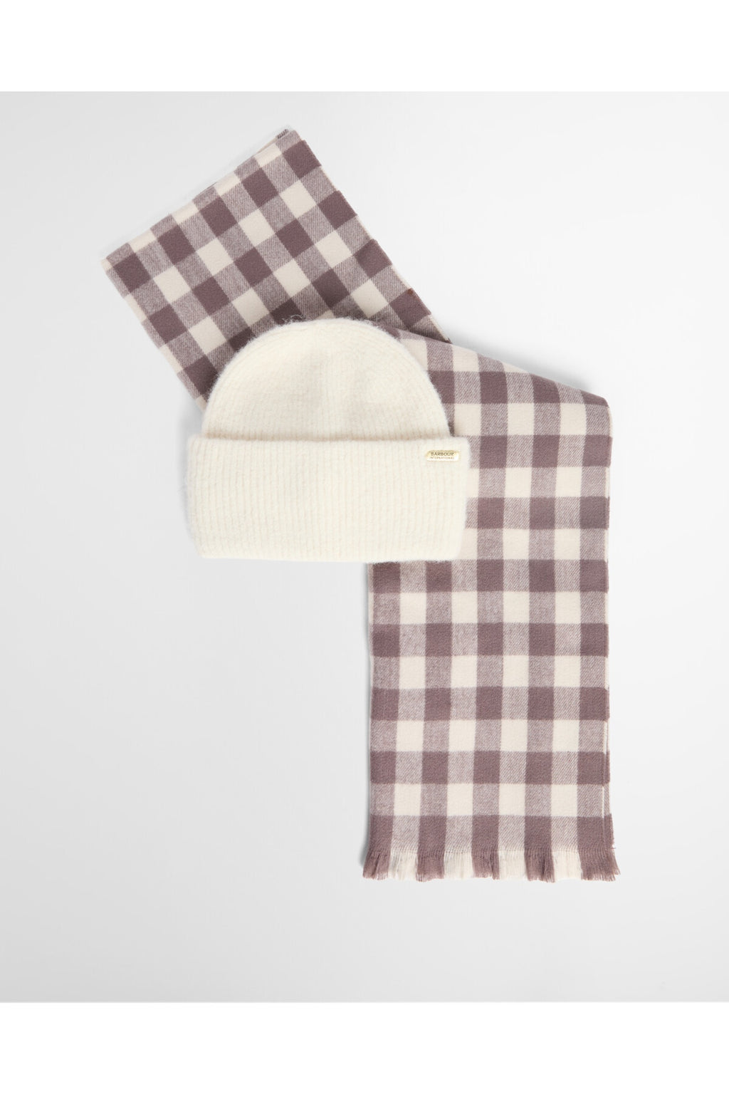 Barbour International Kemora Beanie & Scarf Gift Set Moonbeam/Truffle LGS0104