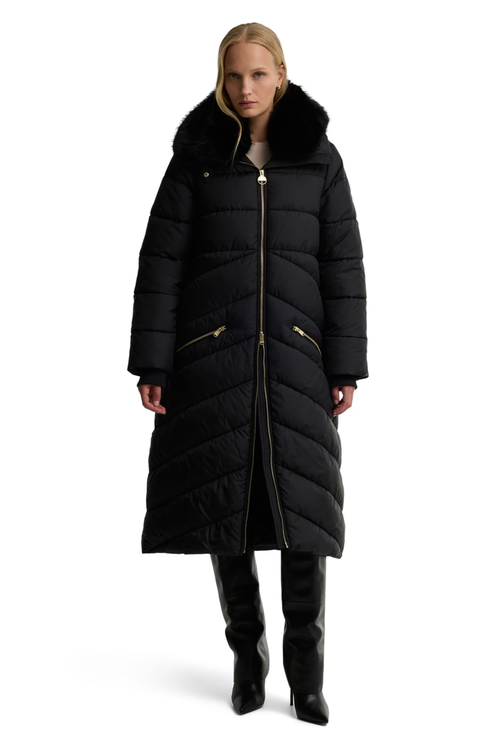 Barbour International Longline Cyrus Puffer Jacket LQU1916 Black
