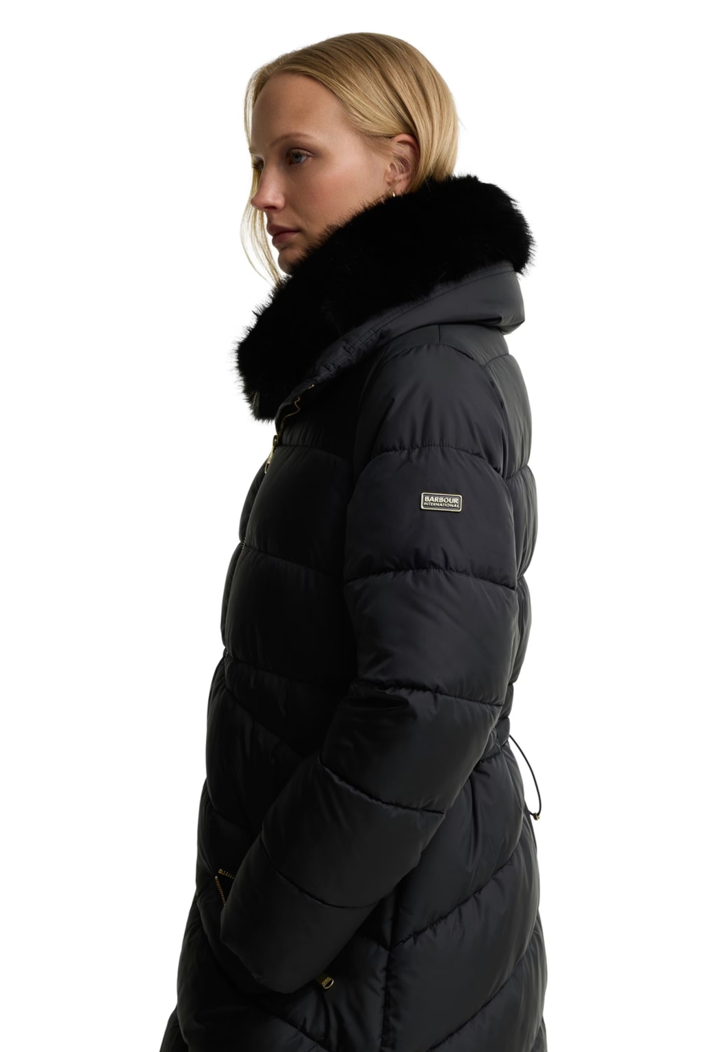 Barbour International Longline Cyrus Puffer Jacket LQU1916 Black