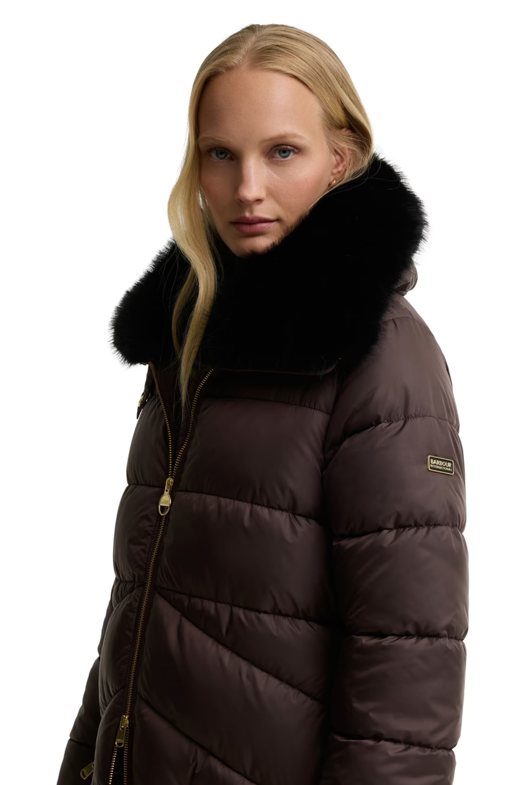 Barbour International Longline Cyrus Puffer Jacket LQU1916 Truffle