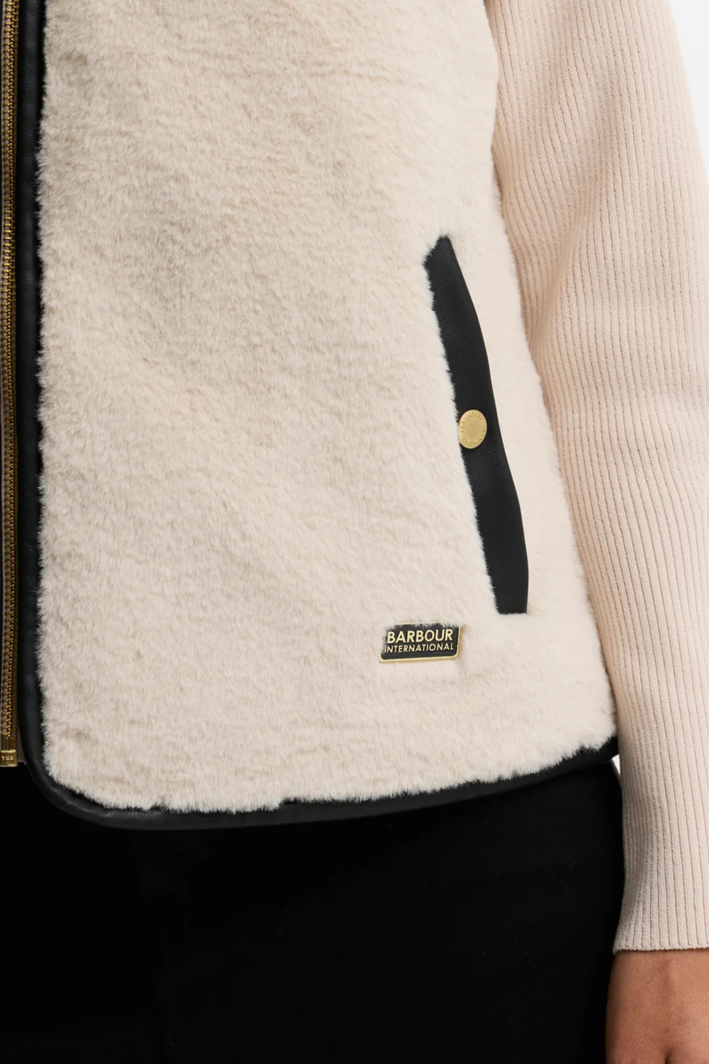 Barbour International Oulton Faux Fur Liner Lt Stone/Black LLI0028
