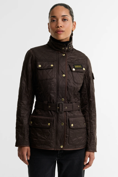 Barbour International Polarquilt Quilted Jacket Truffle LQU0030 on model Shop Barbour International at Dotique