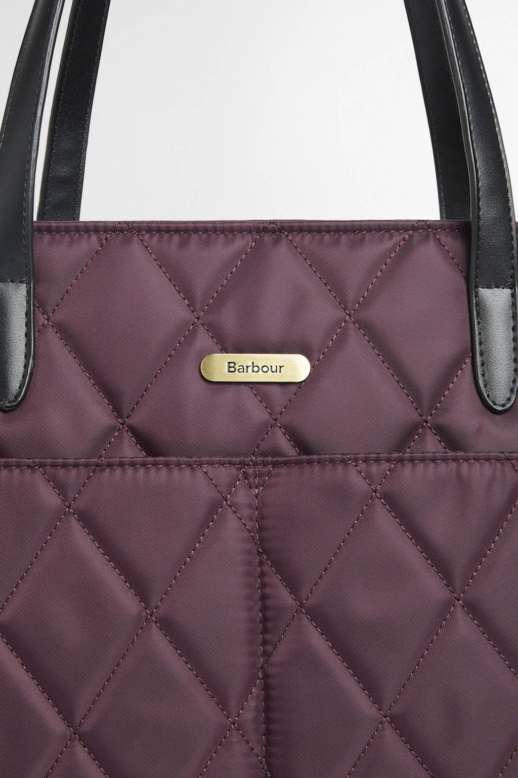 Barbour Quilted Tote Bag Fig LBA0395 quilted tote with black handles Shop Barbour at Dotique