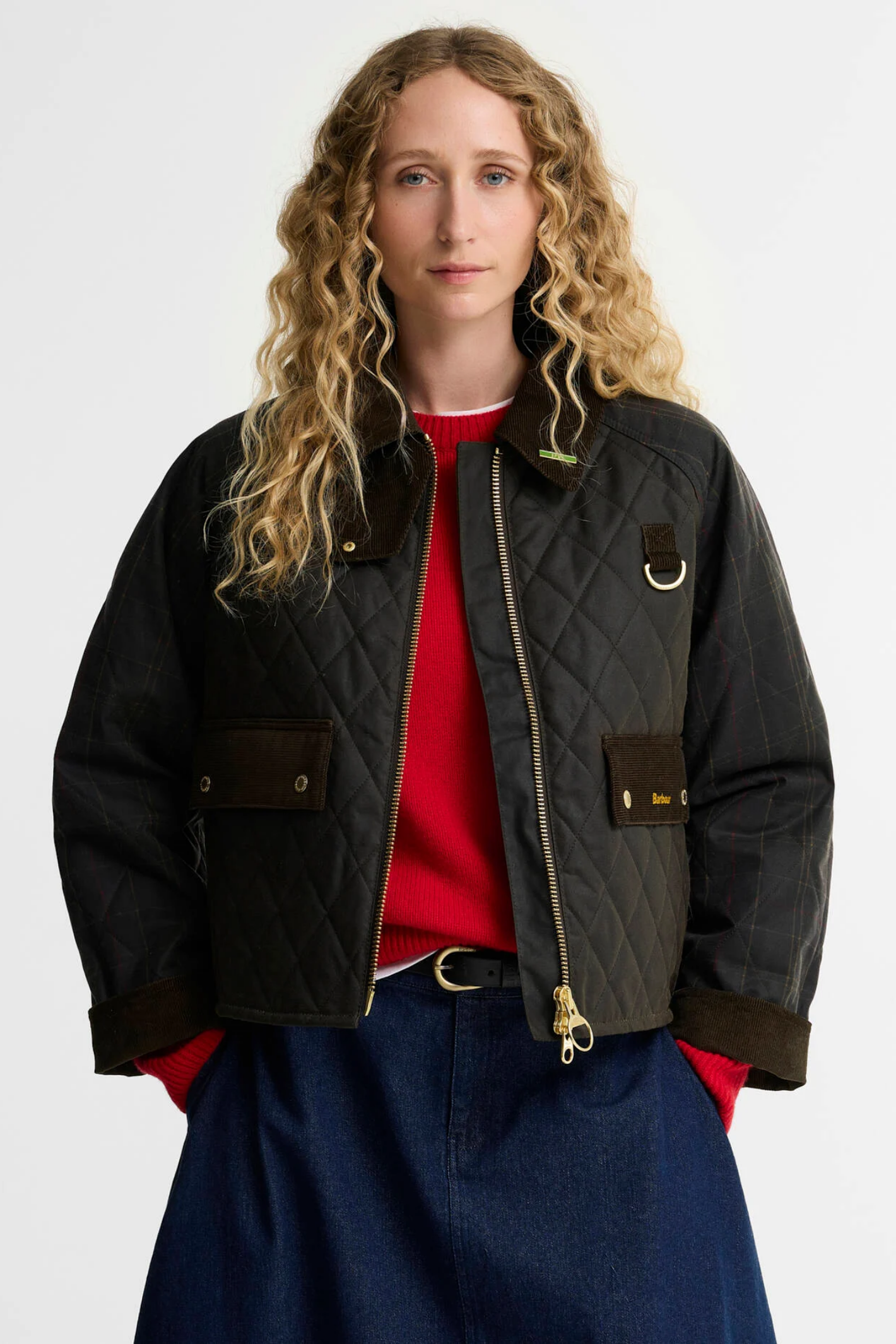 Barbour Tartan Reimagined Icons Tartan Quilted Spey Wax Jacket Olive/Classic LWX1597
