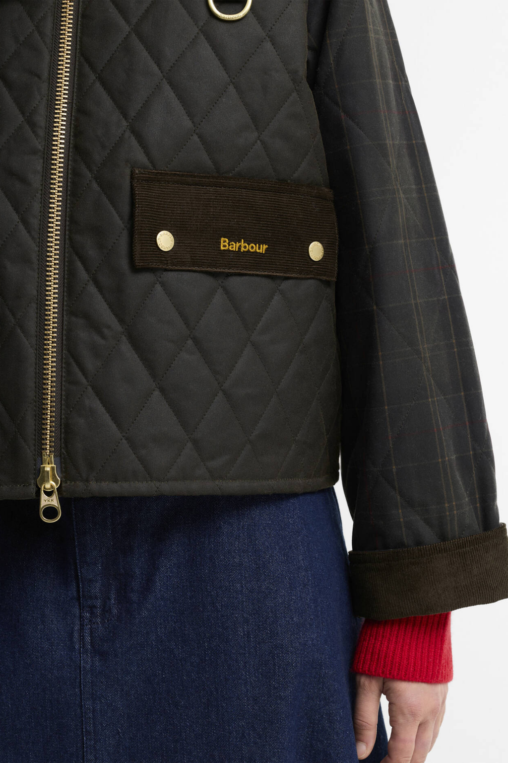 Barbour Tartan Reimagined Icons Tartan Quilted Spey Wax Jacket Olive/Classic LWX1597