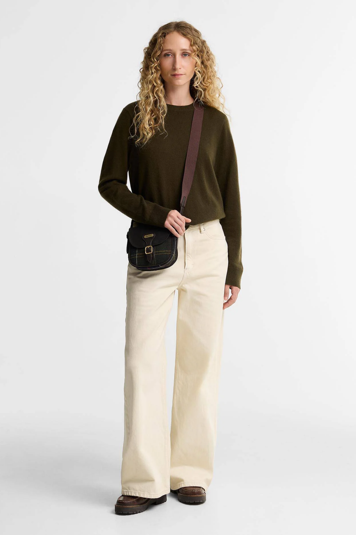 Barbour Whitley Crossbody Bag Clasic Navy worn by model Barbour Shop Barbour at Dotique
