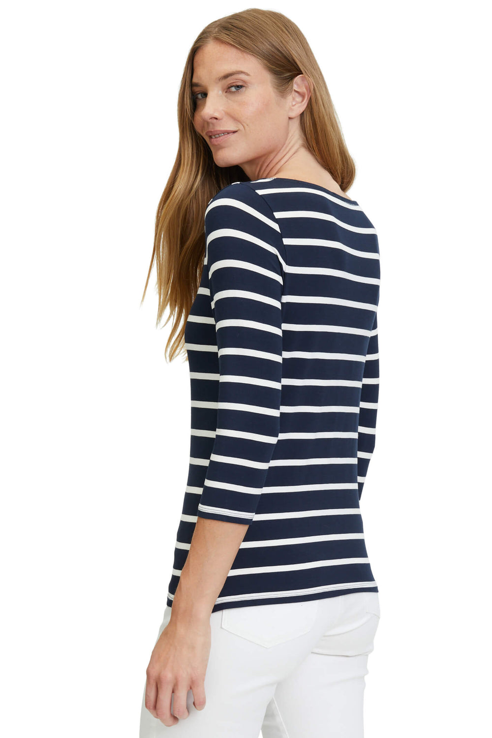 Betty Barclay 2848 2112 8813 Navy Cream Striped Breton Style Top - Dotique Chesterfield