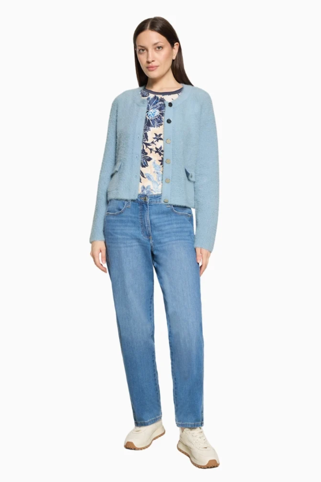 Betty Barclay 5496/2034 Knitted Jacket with Front Pockets Sky Blue