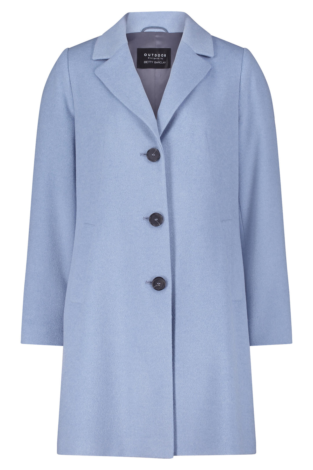 Betty Barclay 7578 2146 8002 Lavender Blue Wool Mix Three Button Coat - Dotique Chesterfield