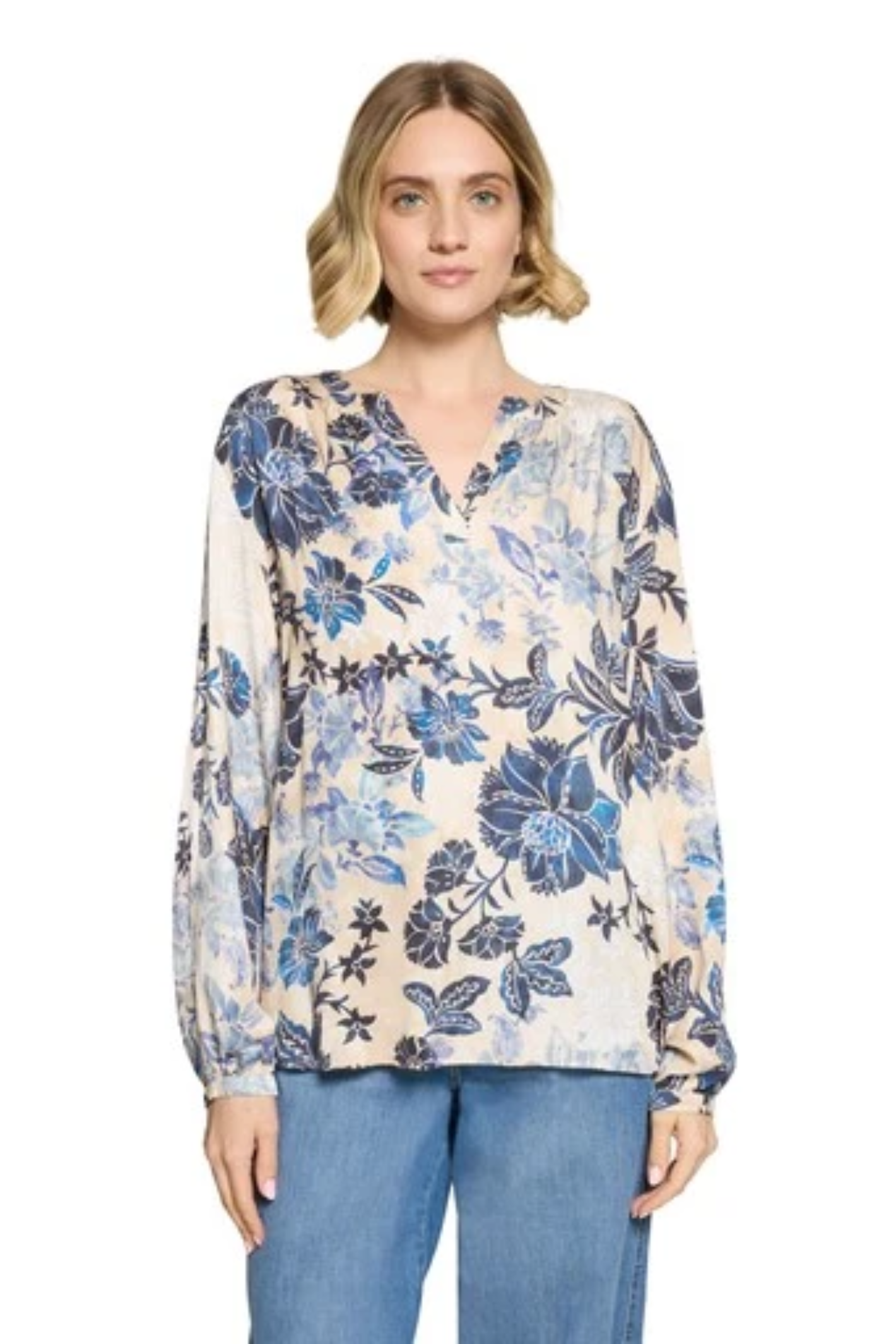 Betty Barclay 8117/1703 Floral Blouse Beige/Blue