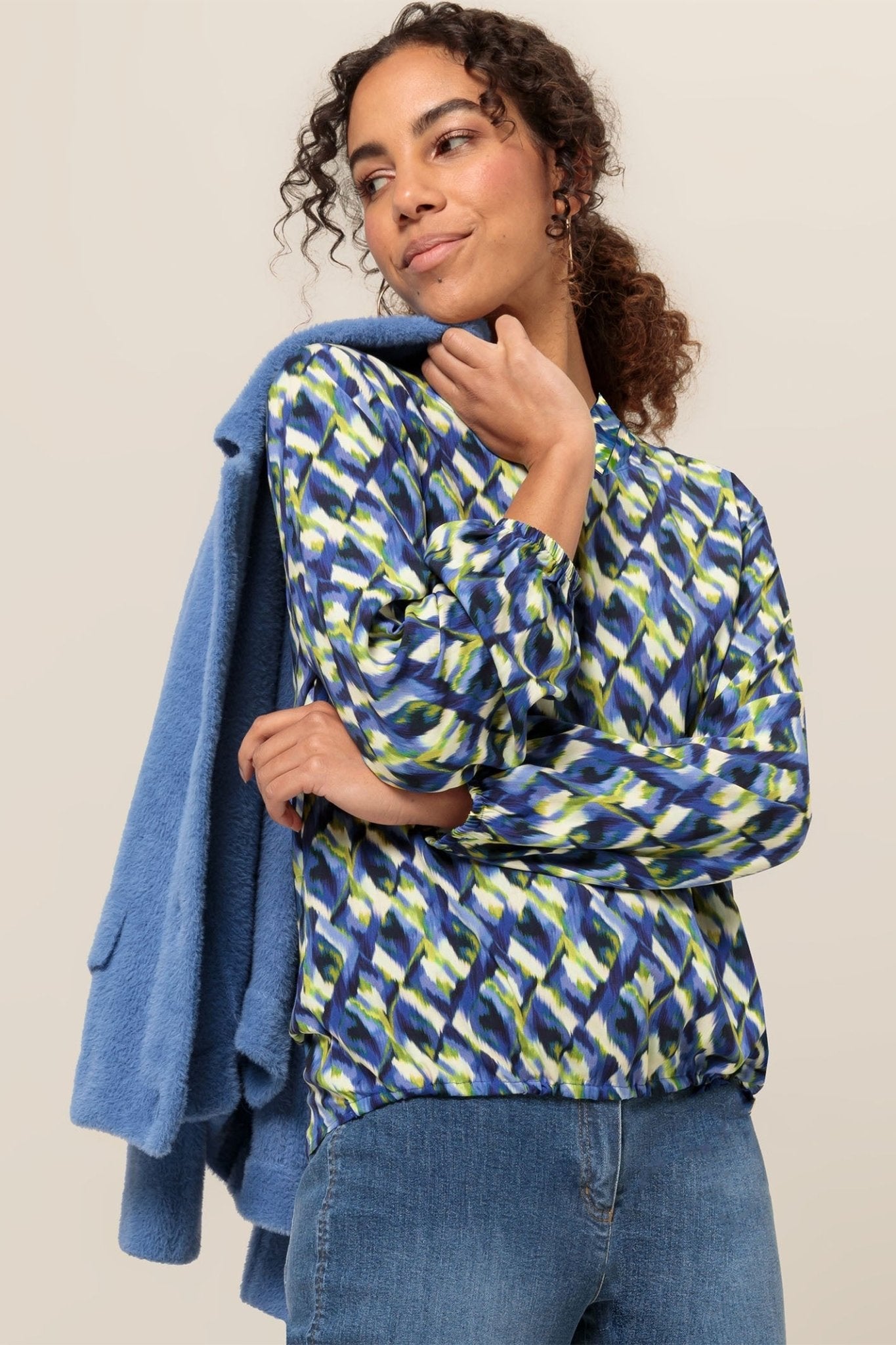 Bianca 45023 Blue Mix Adina Blouse - Dotique