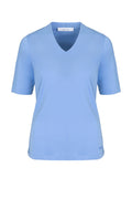 Front view of Bianca 76004 Edira V-Neck T-Shirt Lake Blue by bianca, shop bianca collection at Dotique