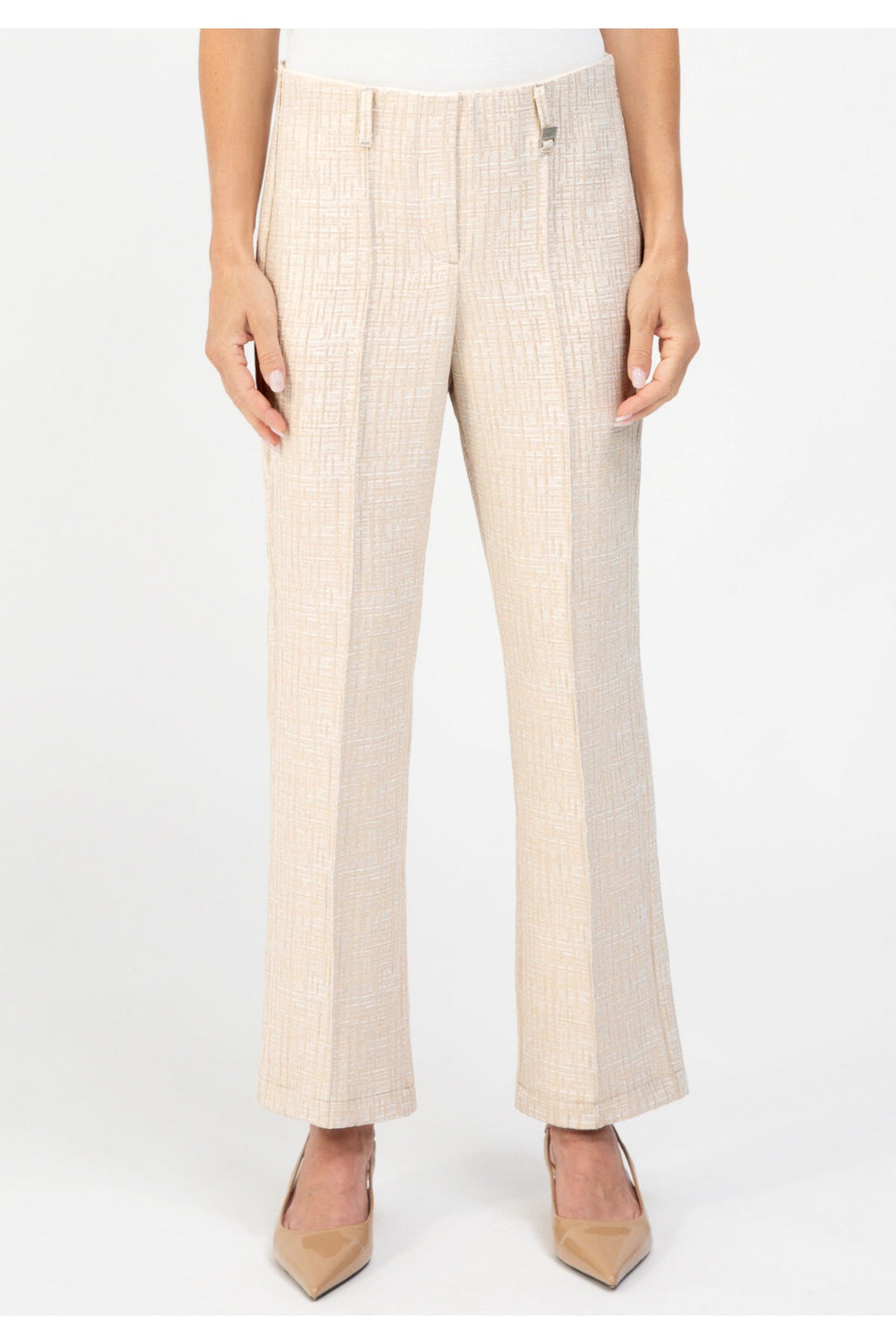 Front view of Bianca 70023 Denver Beige Mix Trousers by bianca, shop bianca collection at Dotique