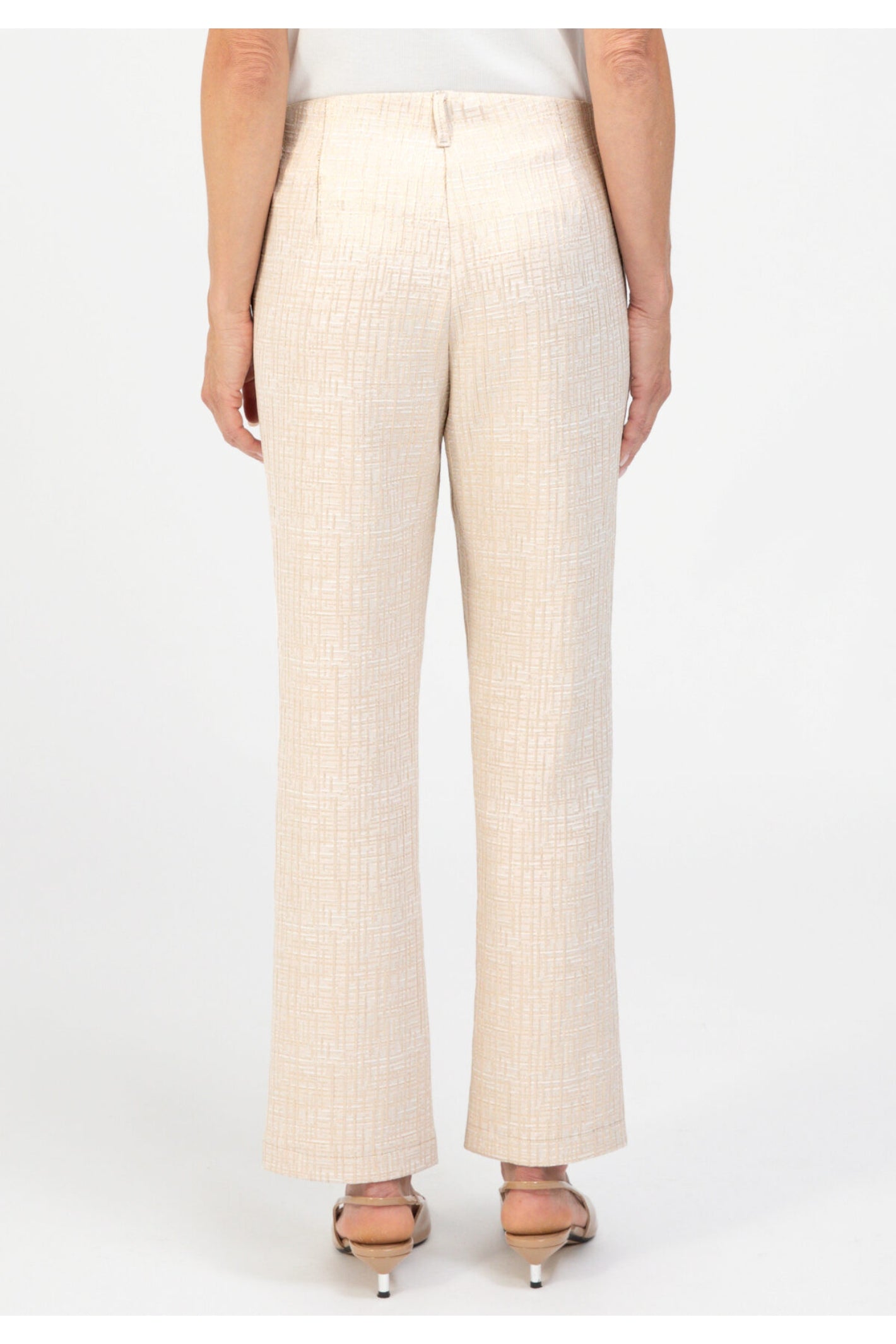 Rear view of model in Bianca 70023 Denver Beige Mix Trousers by bianca, shop bianca at Dotique