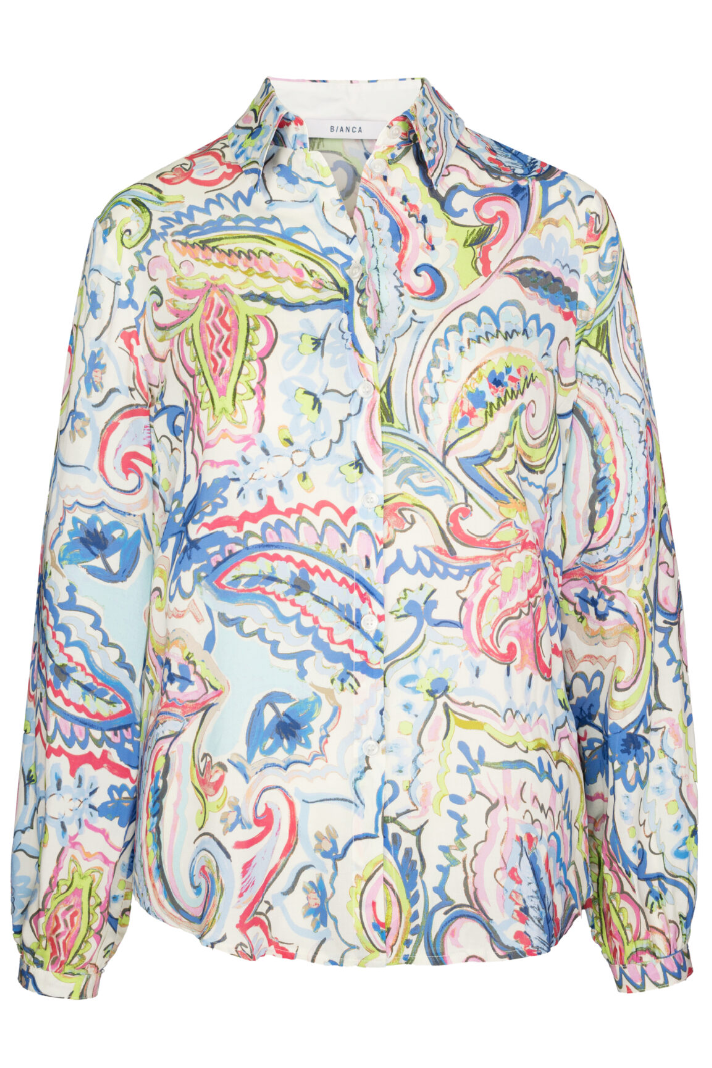 Colourful paisley print blouse by Bianca in soft 100% viscose. Easy to wear, flattering and perfect for everyday styling. Shop now at Dotique.