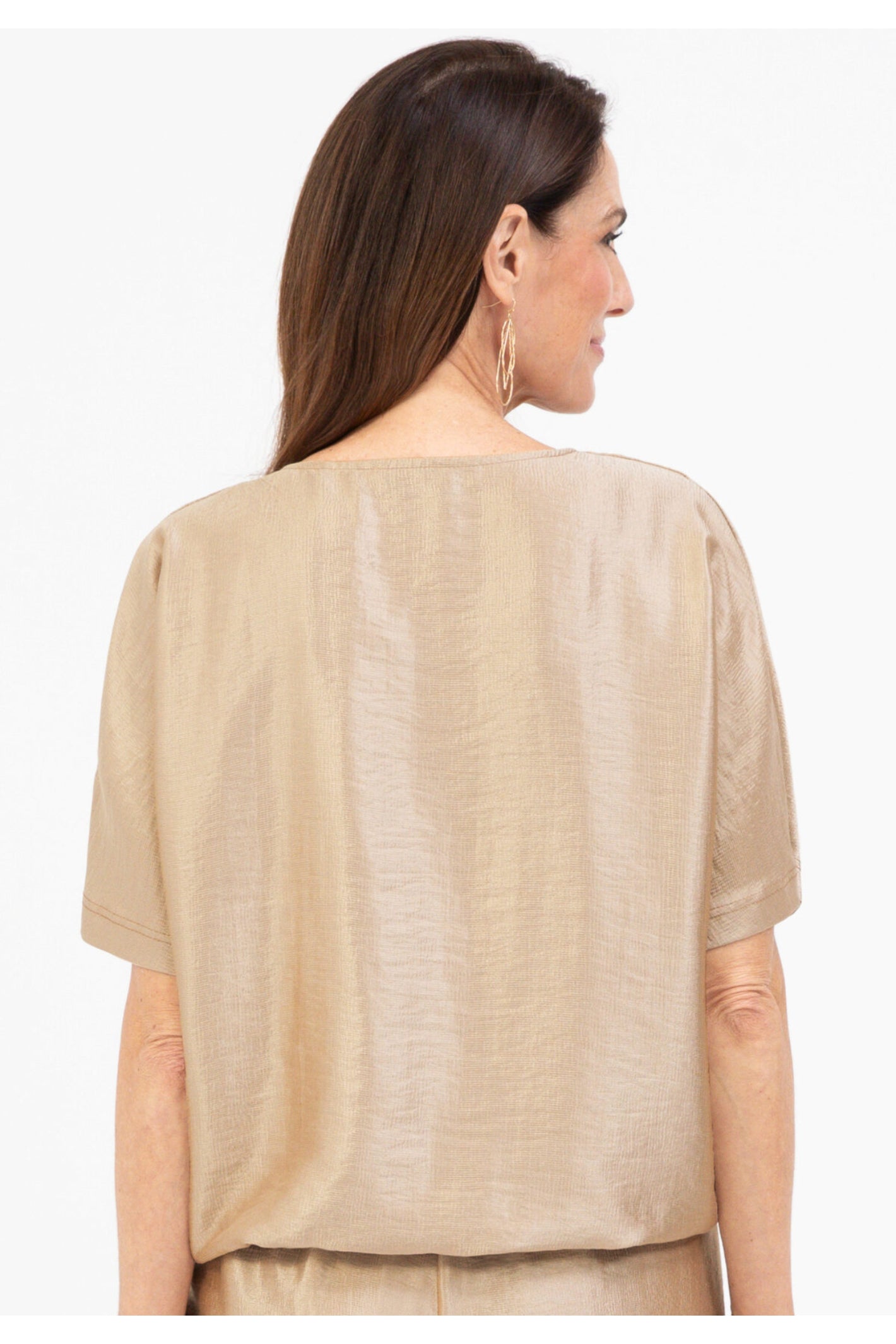 Bianca 75022 Witta Wrap-Style Blouse Cacao by Bianca shown from back, shop Bianca at Dotique online store.