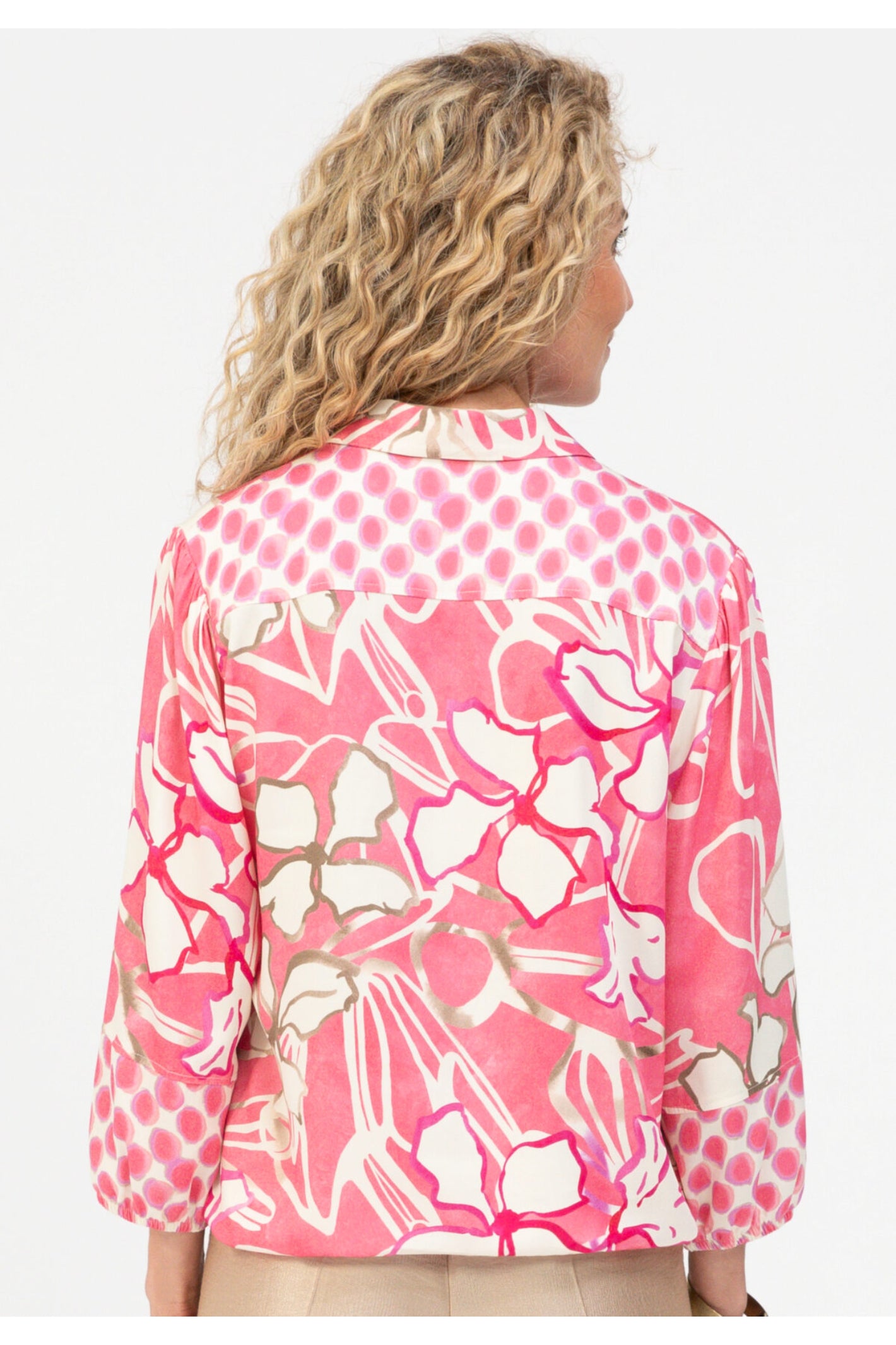 Back view of Bianca 75033 Adina Printed Blouse Red Mix by bianca, shop bianca at Dotique