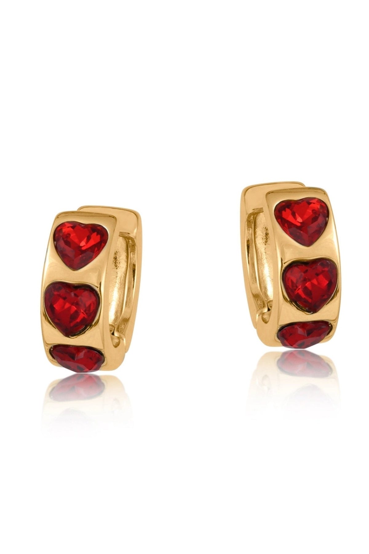Big Metal 2924 Hattie Gold Heart Stones Hoop Earrings - Dotique - Big Metal London