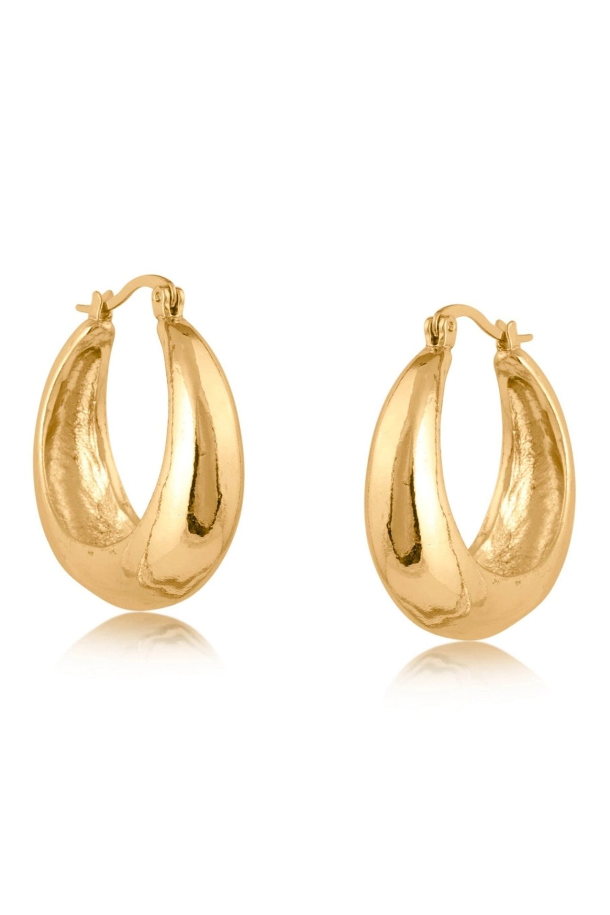 Big Metal 3077 Sophia Oraganic Shape Hoop Earrings Gold - Dotique - Big Metal London