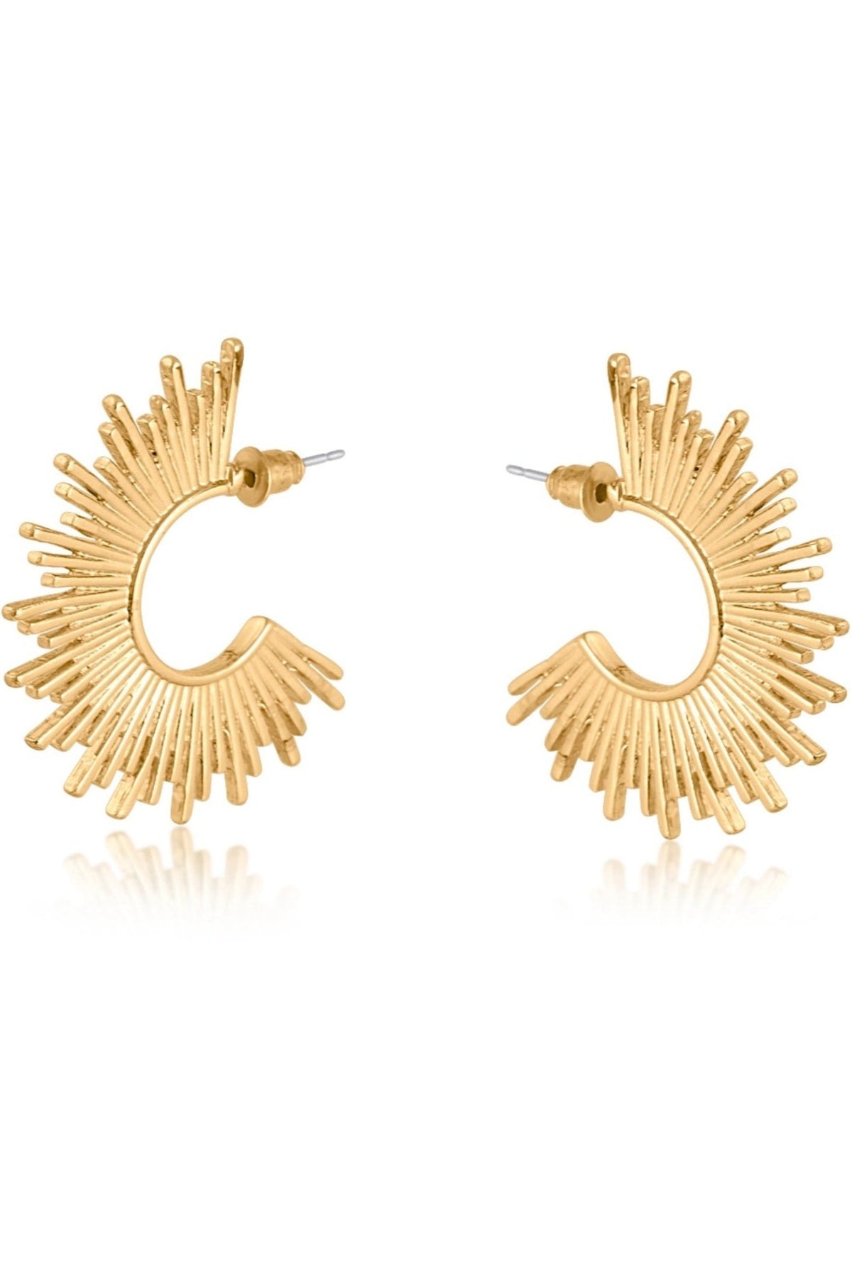 Big Metal 3087 Amanda Half Disc Sunburst Earrings Gold - Dotique - Big Metal London