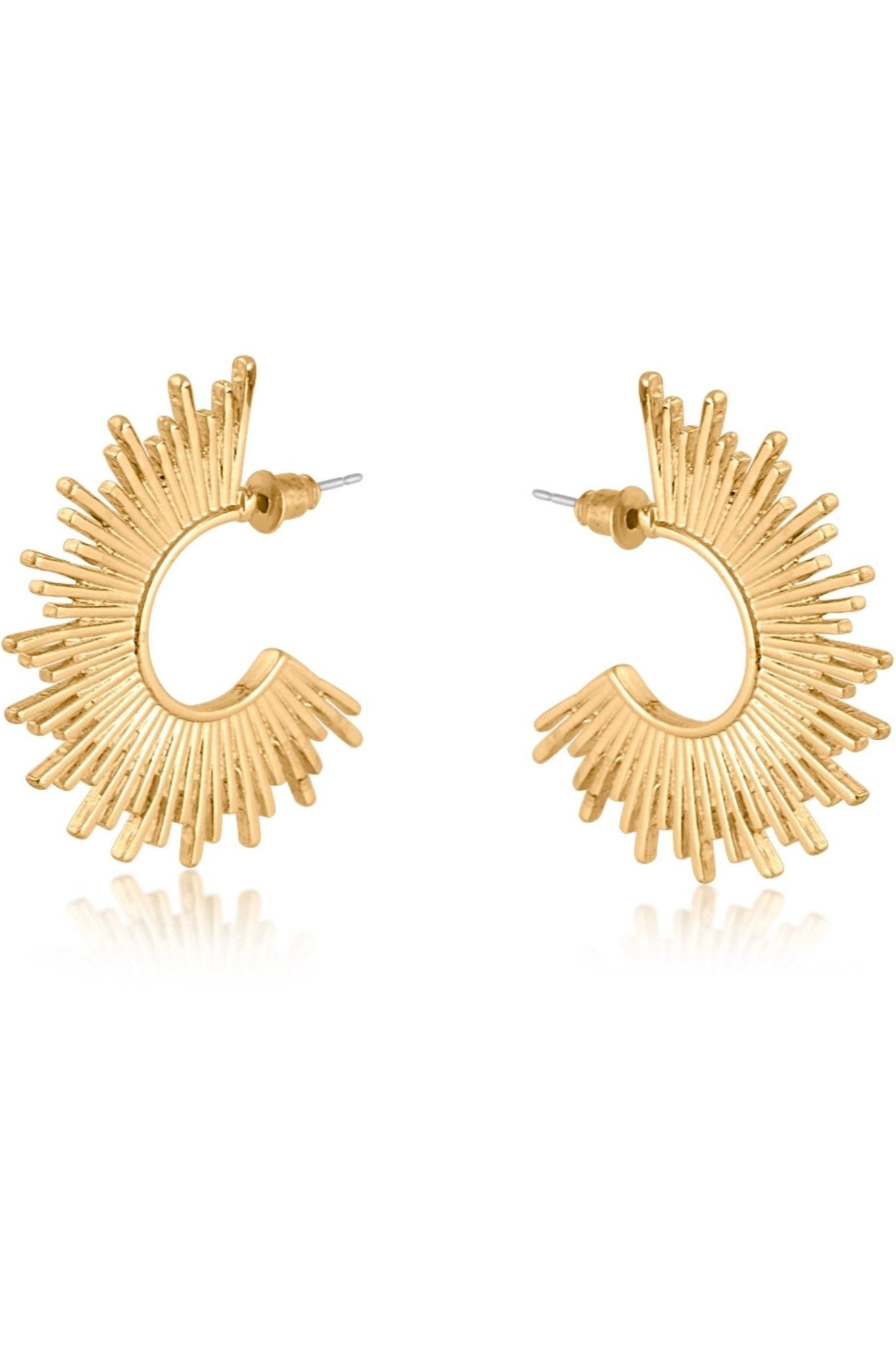 Big Metal 3087 Amanda Half Disc Sunburst Earrings Gold - Dotique - Big Metal London