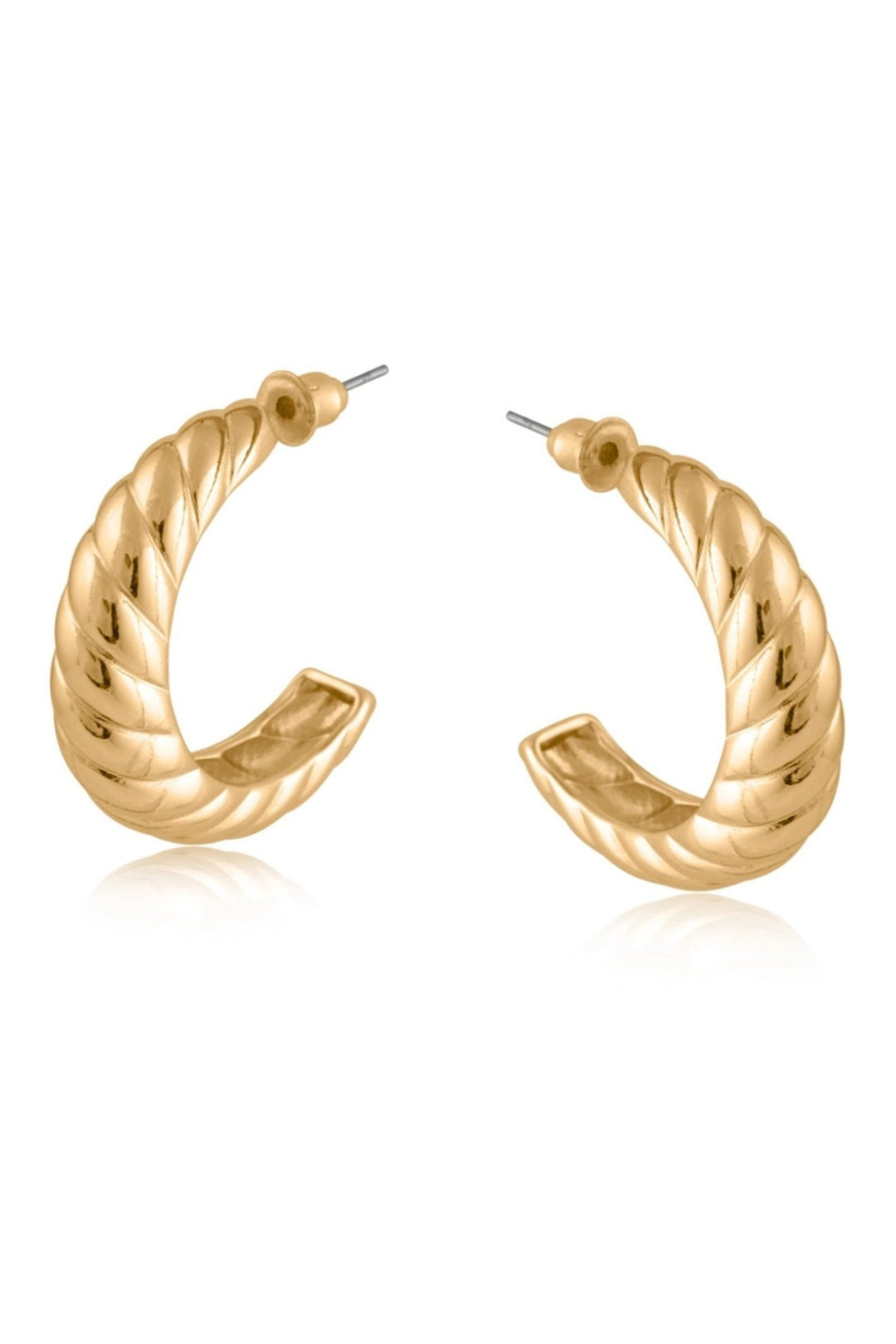 Big Metal 3233 Amelia Ripple Effect Hoop Gold Earrings - Dotique - Big Metal London