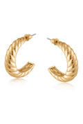 Big Metal 3233 Amelia Ripple Effect Hoop Gold Earrings - Dotique - Big Metal London