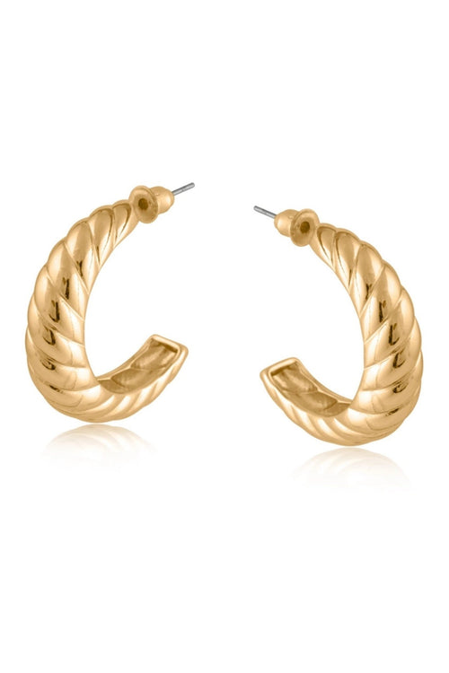 Big Metal 3233 Amelia Ripple Effect Hoop Gold Earrings - Dotique - Big Metal London