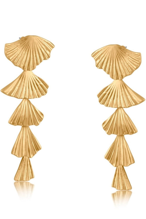 Big Metal 3313 Freya Fan Drop Long Tiered Earrings - Dotique - Big Metal London