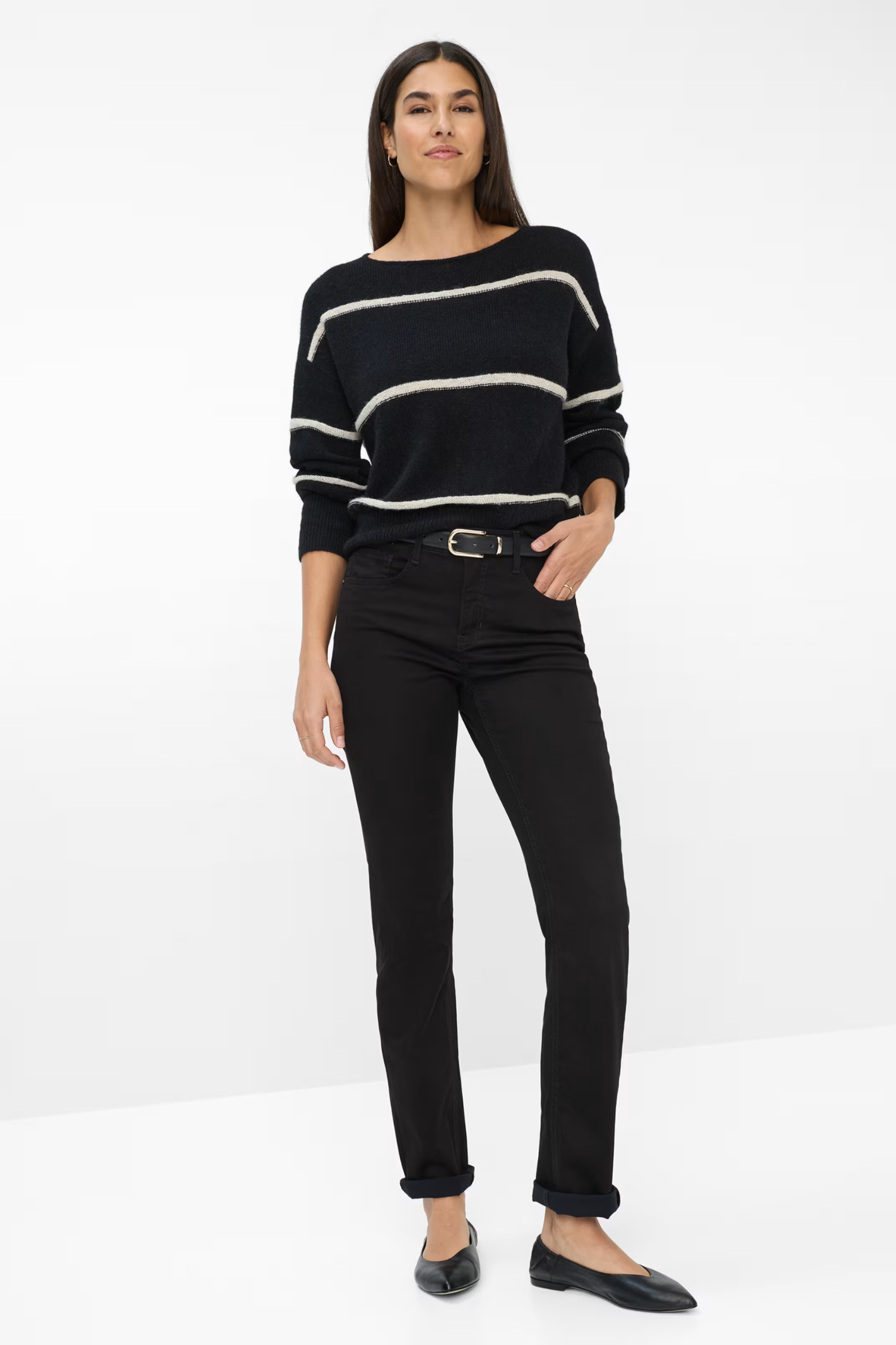 Brax 71-1707 02 Mary Winter Dream Five-Pocket Straight Leg Jeans Black