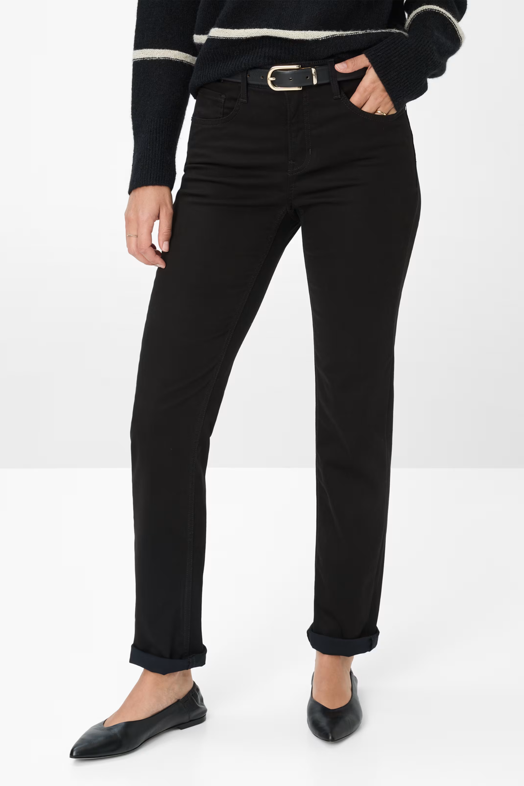 Brax 71-1707 02 Mary Winter Dream Five-Pocket Straight Leg Jeans Black