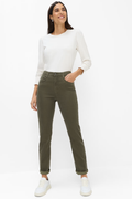 Brax 71-1707 33 Mary Winter Dream Five-Pocket Straight Leg Jeans Green Khaki