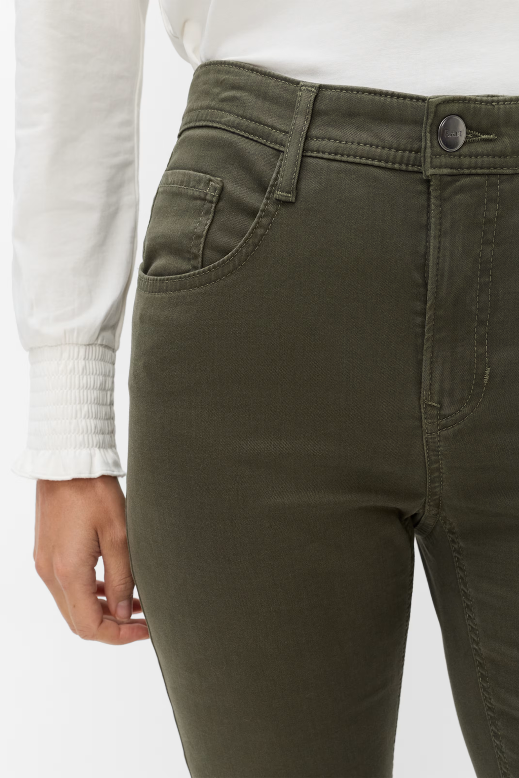 Brax 71-1707 33 Mary Winter Dream Five-Pocket Straight Leg Jeans Green Khaki