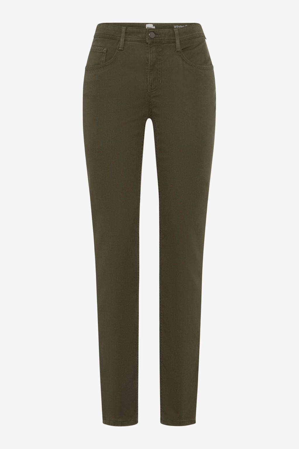Brax 71-1707 33 Mary Winter Dream Five-Pocket Straight Leg Jeans Green Khaki