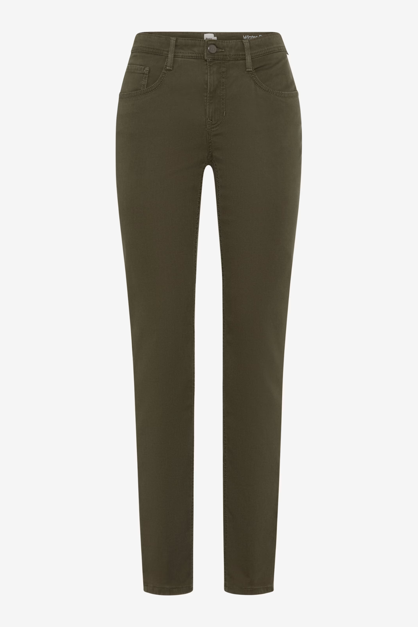 Brax 71-1707 33 Mary Winter Dream Five-Pocket Straight Leg Jeans Green Khaki