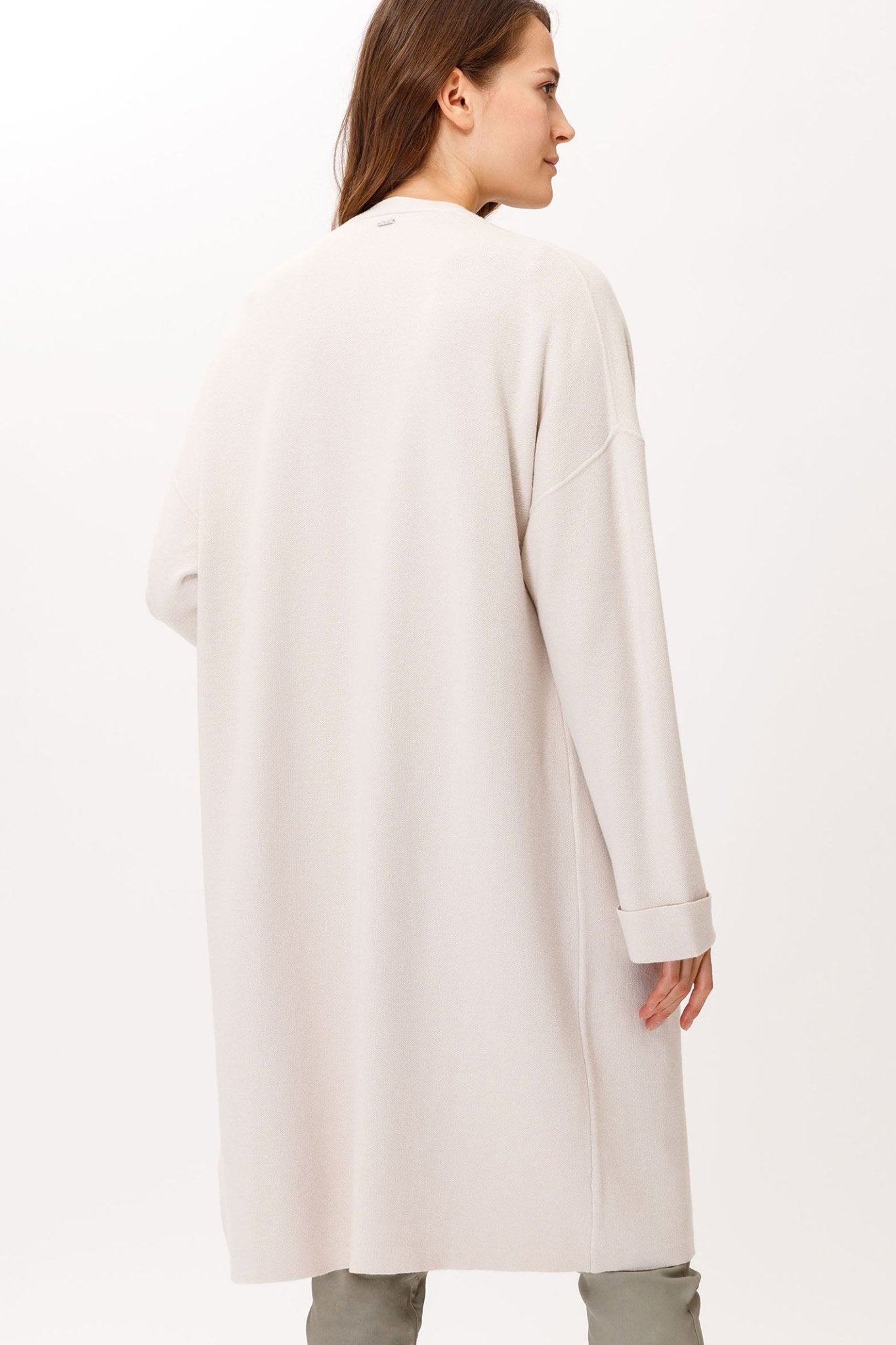 Brax Amanda 39-4004 59 Beige Open Front Knitted Coat Cardigan - Dotique Chesterfield