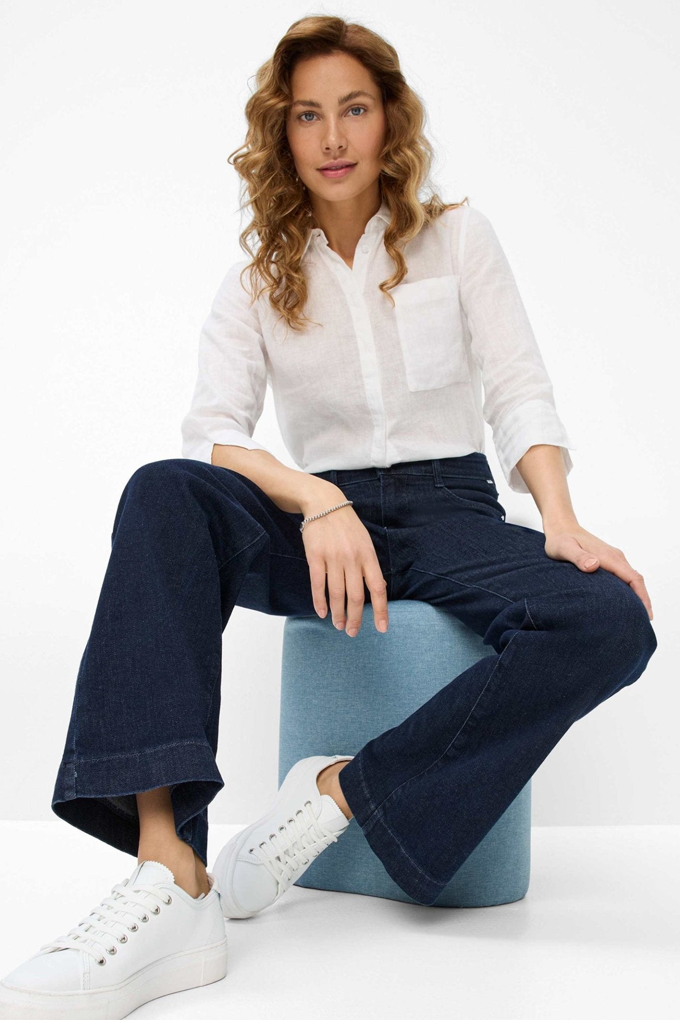 Brax Maine 70 - 7150 22 Clean Dark Blue Wide Leg Jeans - Dotique - Brax
