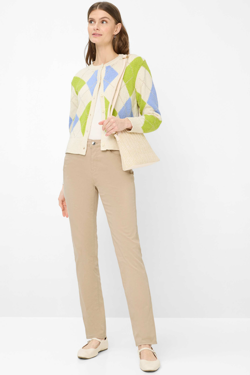 Woman wearing Brax Mary Straight Leg Trousers Sand 9870920 91452 56 by Brax, shop Brax at Dotique.
