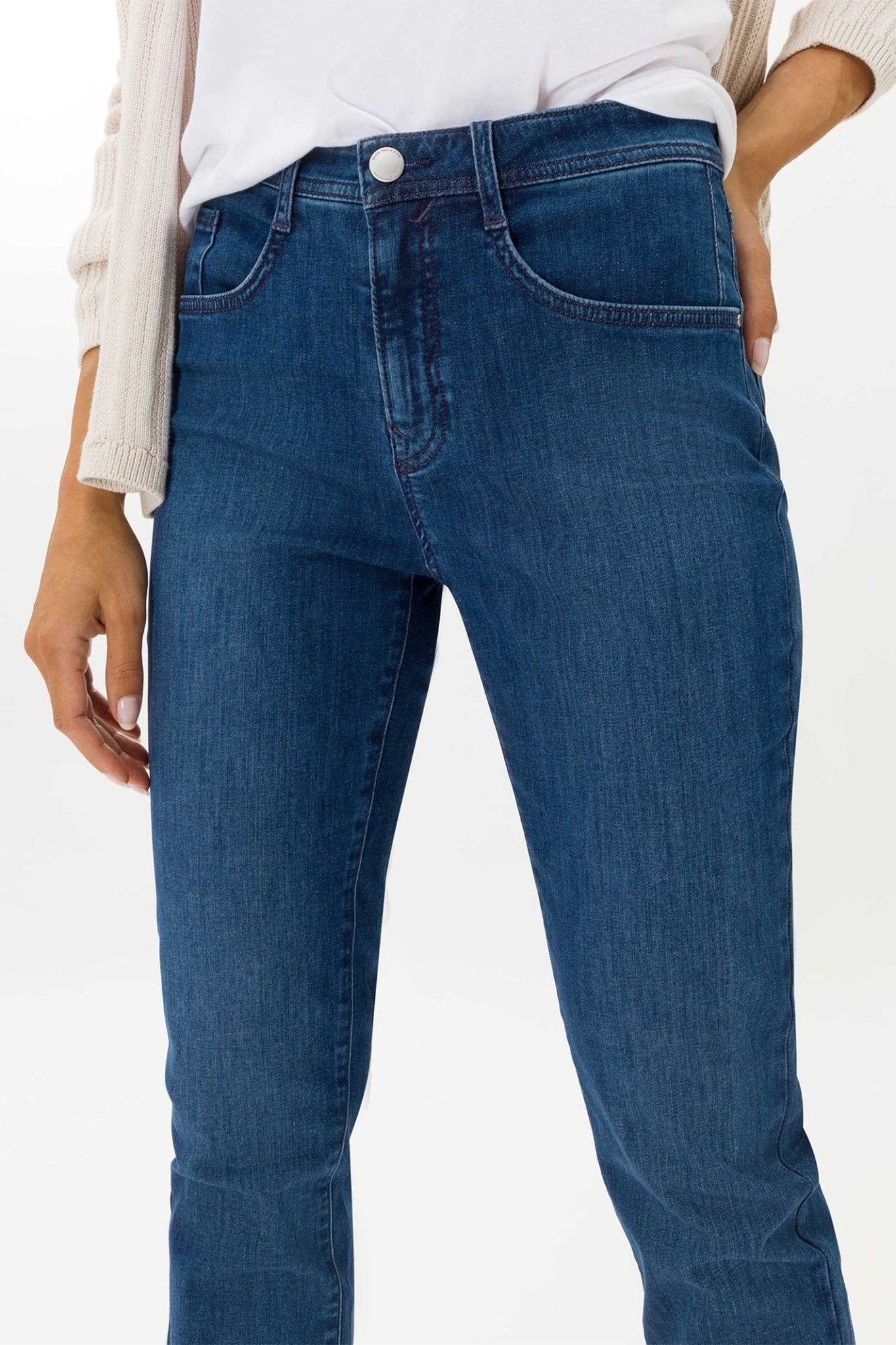 Brax Mary Used Short Length Blue Slim Fit Straight Leg Jeans 70 - 7000 25 - Dotique - Brax