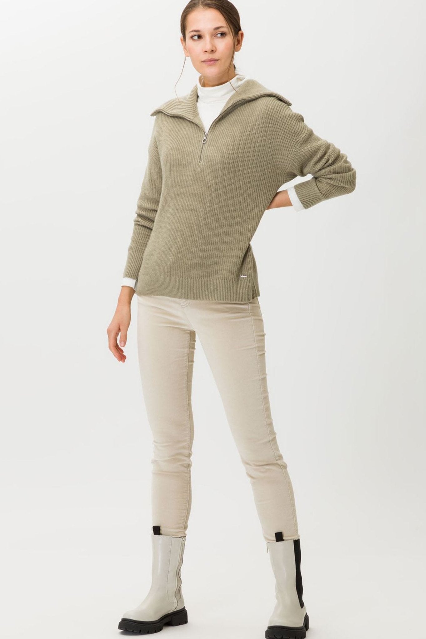 Brax Shakira 79-1634 57 Beige Skinny Cozy Cord Jeans - Dotique Chesterfield