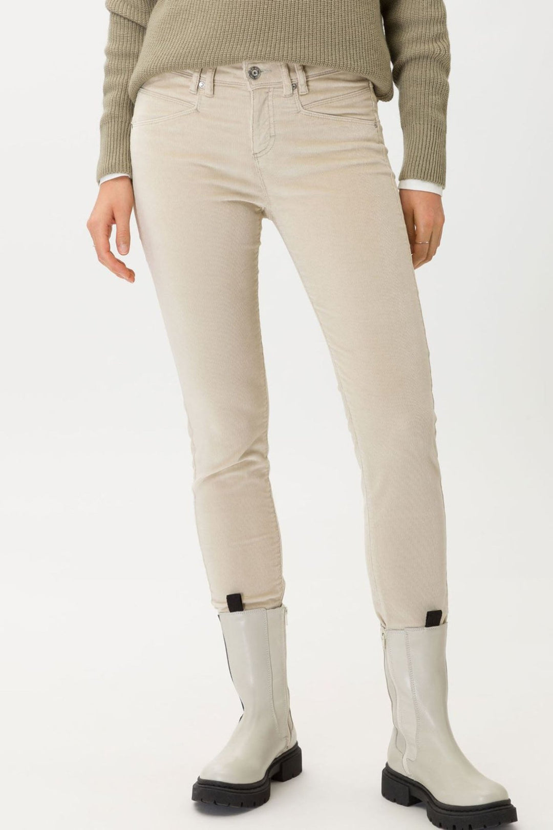 Brax Shakira 79-1634 57 Beige Skinny Cozy Cord Jeans - Dotique Chesterfield