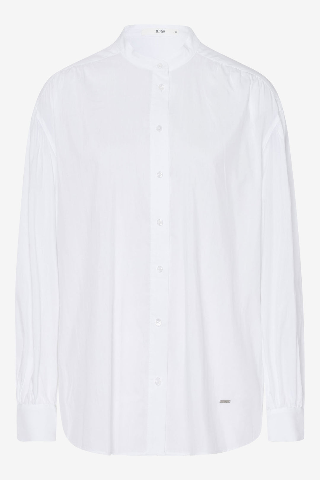 Brax Viv 49-5444 99 White Collarless Shirt - Dotique Chesterfield