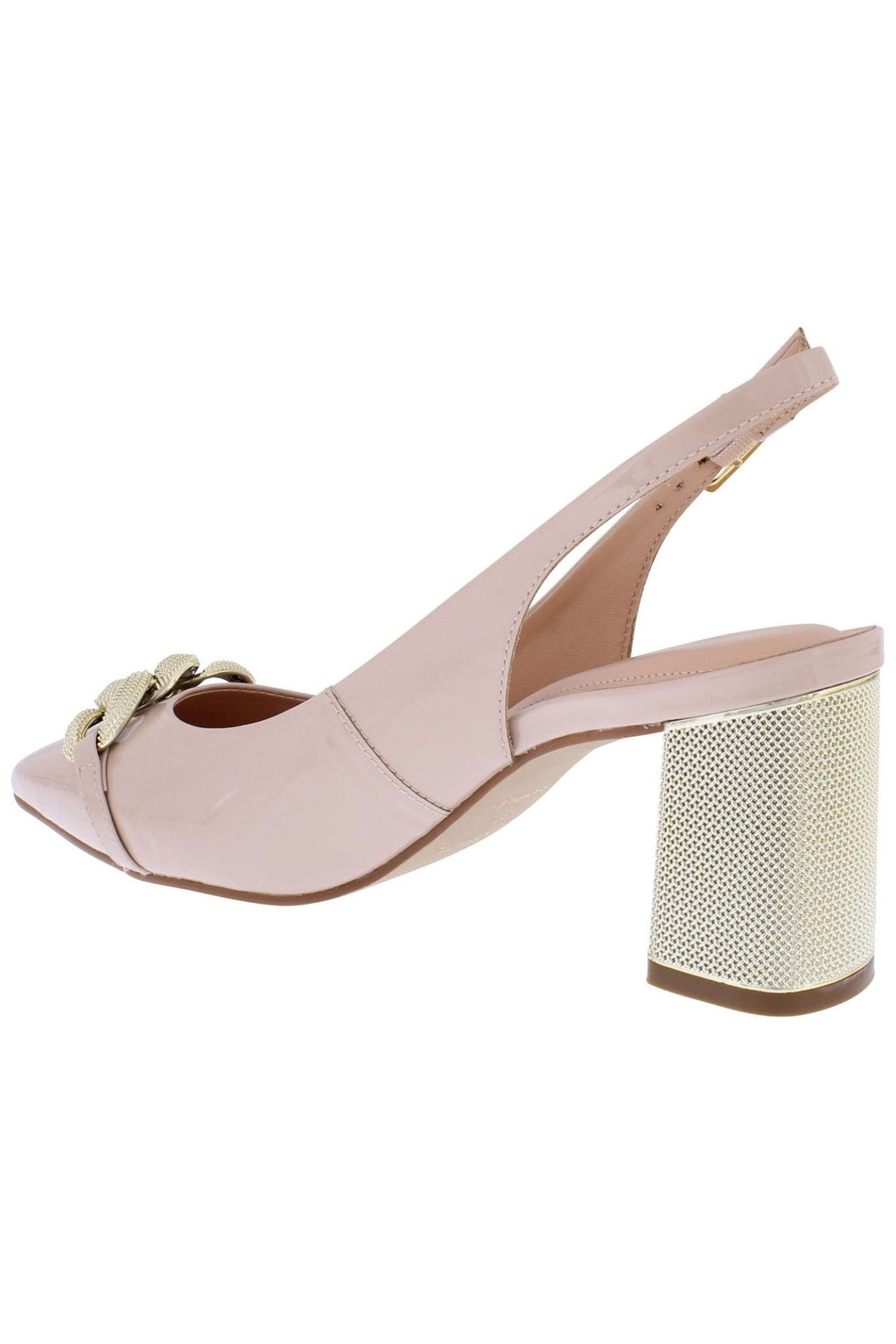 Capollini C108 Mazy Nude Pink Patent Chain Sling Shoes - Dotique