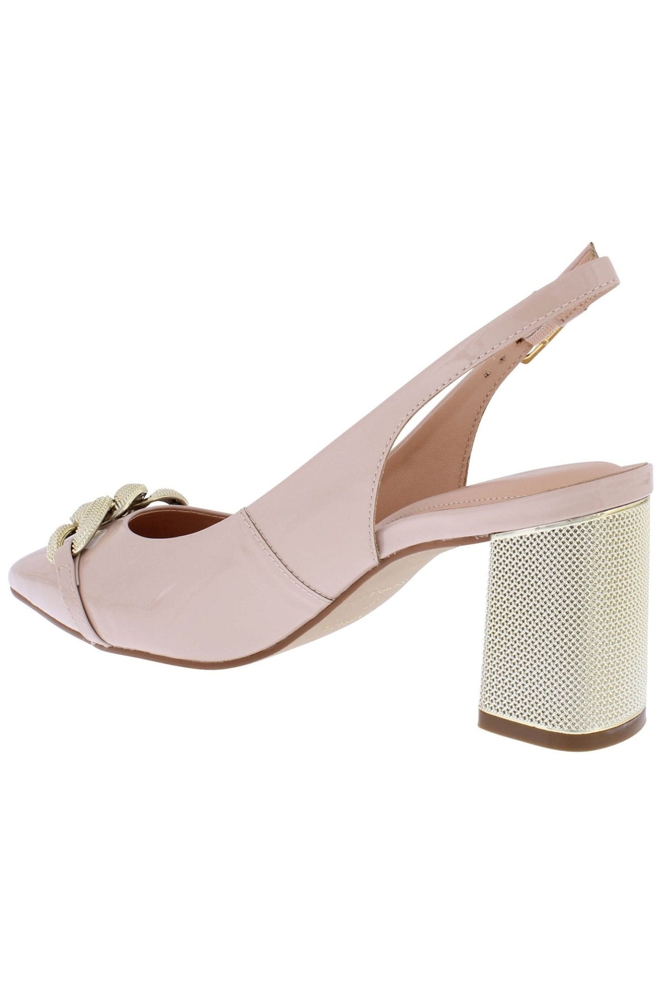 Capollini C108 Mazy Nude Pink Patent Chain Sling Shoes - Dotique